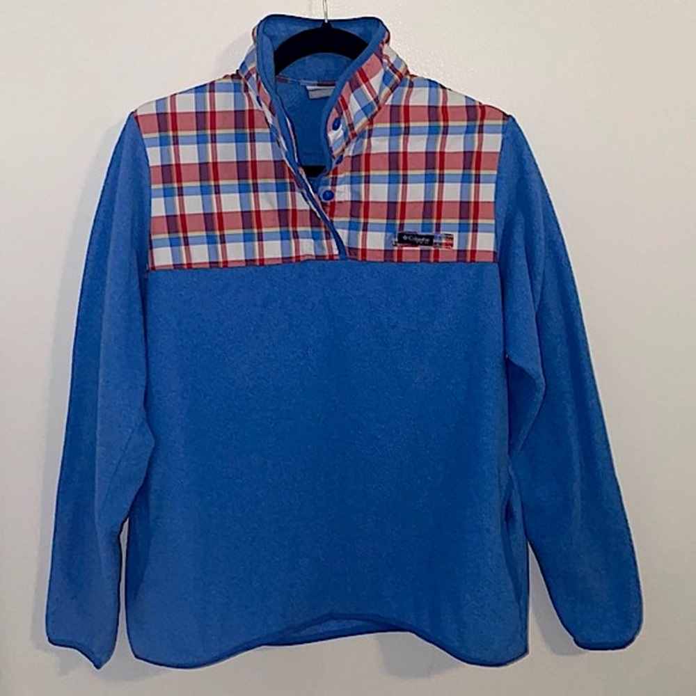 Columbia PFG Pullover Snap Fleece w/ soft shell Plaid